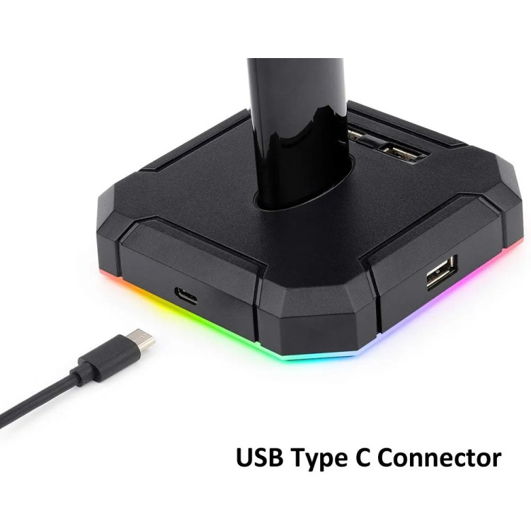 Suporte Redragon Scepter Pro para Headset HA300 com Portas USB e Luz RGB Preto - Imagem: 3