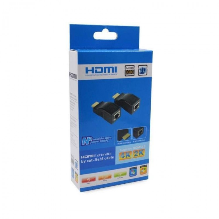 HDMI Extender Cat5e/6 Cable 30m HLD - Preto - Imagem: 1