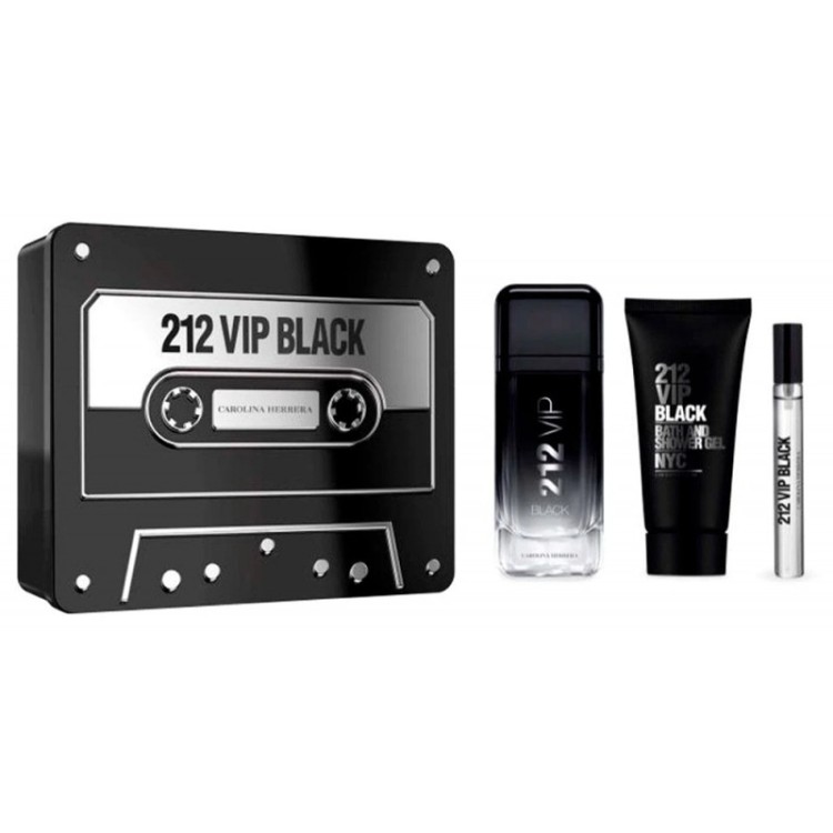 Kit Perfume Carolina Herrera 212 Vip Black EDP 100mL +10mL + Shower Gel 100mL - Imagem: 1