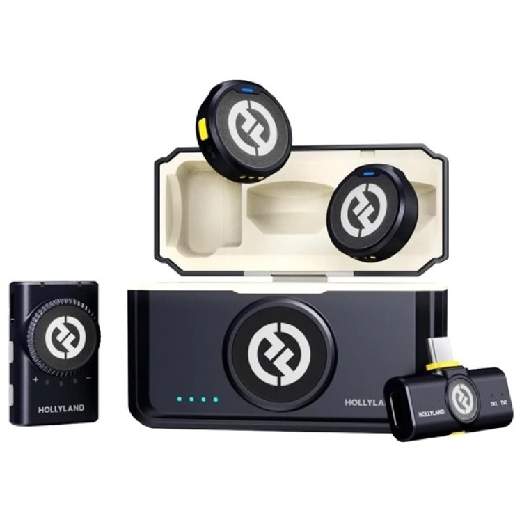 Microfone de Lapela Sem Fio Hollyland LARK M2 Mini Combo com USB-C - Shine Charcoal - Imagem: 1